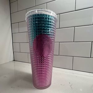 Starbucks 2021 Summer Pink & Blue Grid Kaleidoscope Cold Cup 24 oz